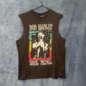 H&M DIVIDED Bob Marley Soul Rebel Design Black Muscle Tee Men’s Size Small